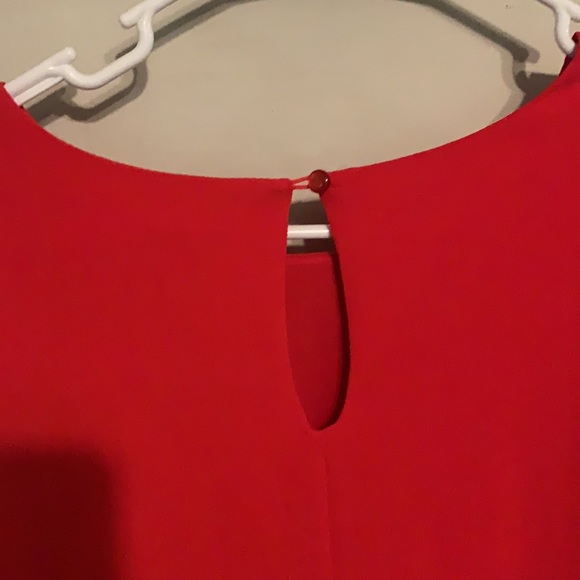 Red Work Dress with Flared Bell Sleeves - Picture 4 of 4